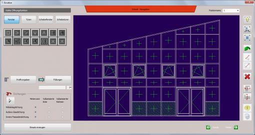 c-mol Fensterbausoftware - Fassaden - Schrägfassade